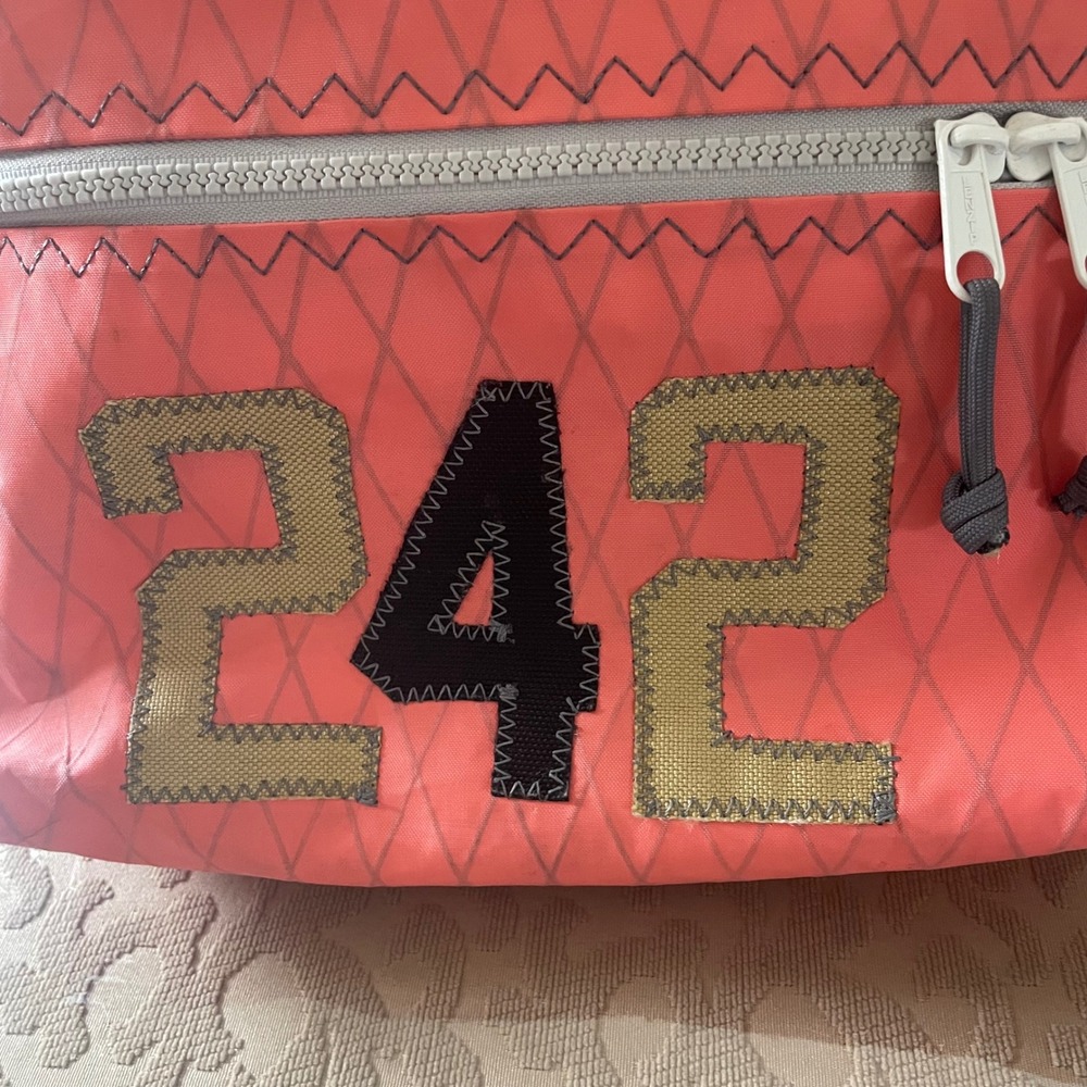 Hope Town Canvas Sailbag Recycled Sailcloth Backpack Coral Pink 242 Anthropology - Picture 3 of 8